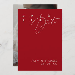 Save The Date Simple Crimson rouge blanc Mariage photo moderne