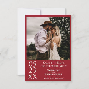 Save The Date Simple Crimson rouge moderne minimaliste Mariage p