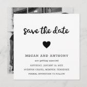 Save The Date Simple Cute Heart Photo Mariage moderne (Devant / Derrière)