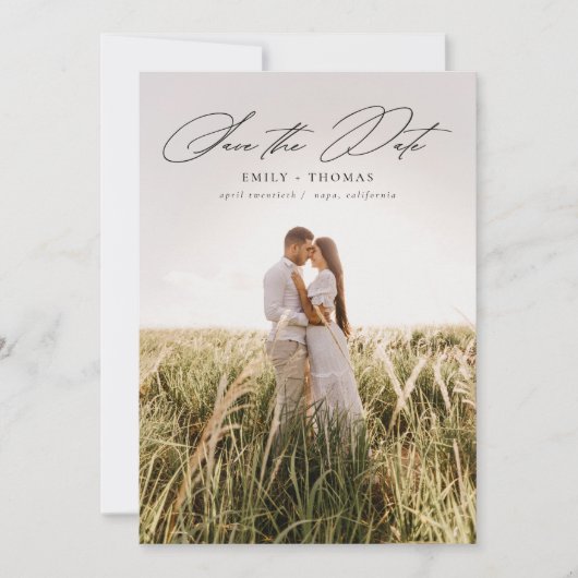 Save The Date Simple Design Calligraphie Photo Enregistrer La Da (Devant)