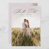 Save The Date Simple Design Calligraphie Photo Enregistrer La Da (Devant / Derrière)