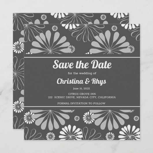 Save The Date Simple Design Floral Enregistrer La Date (Devant / Derrière)