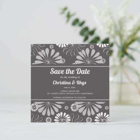 Save The Date Simple Design Floral Enregistrer La Date (Debout devant)