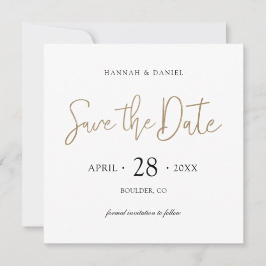 Save The Date Simple Design Gold Enregistrer la date avec le cod (Devant)