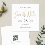 Save The Date Simple Design Gold Enregistrer la date avec le cod<br><div class="desc">Ce mariage carré tout simple et chic sauvez les caractéristiques de la carte de date 'Save the Date' véhiculé avec un script moderne et animé. Ceci enregistre l'élément date du design est dans un élégant ton or appelé California Gold et sa couleur ne peut pas être modifiée. L'autre texte est...</div>