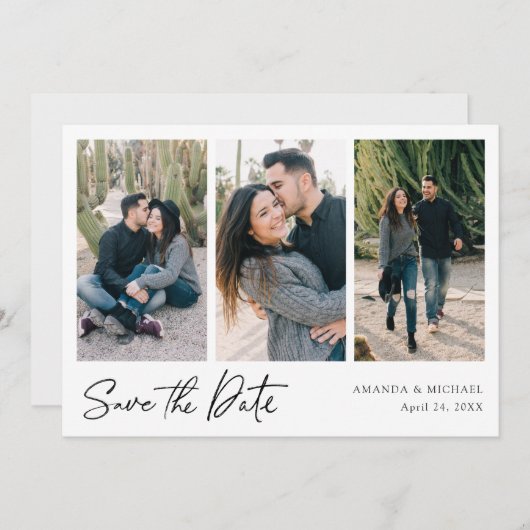 Save The Date Simple Design Moderne Multi Photo Mariage (Devant / Derrière)