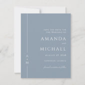 Save The Date Simple Dusty Blue Classic Monogramme Enregistrer l (Devant)