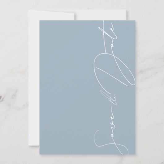Save The Date Simple Dusty Blue Modern Script Mariage (Dos)