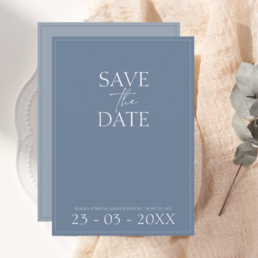 Save The Date Simple Dusty Blue Script Wedding Enregistrer la da