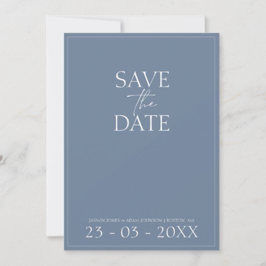 Save The Date Simple Dusty Blue Script Wedding Enregistrer la da (Devant)