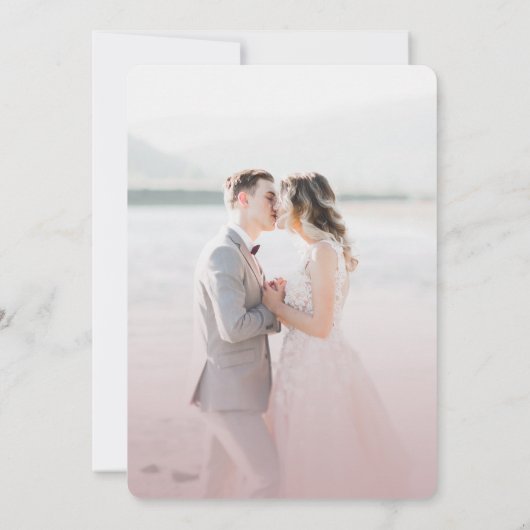 Save The Date Simple Dusty Mauve rose avec Mariage photo Script (Dos)