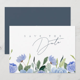 Save The Date Simple Économie Mariage Fleur Sauvage Royale Bleue