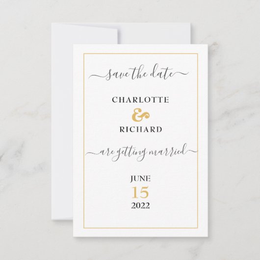 Save The Date Simple élégance, avec la photo de couple (Devant)