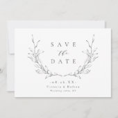 Save The Date Simple élégance blason botanique monogramme mariag (Devant)