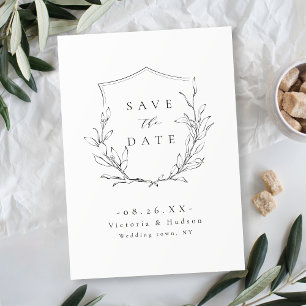 Save The Date Simple élégance blason botanique monogramme mariag