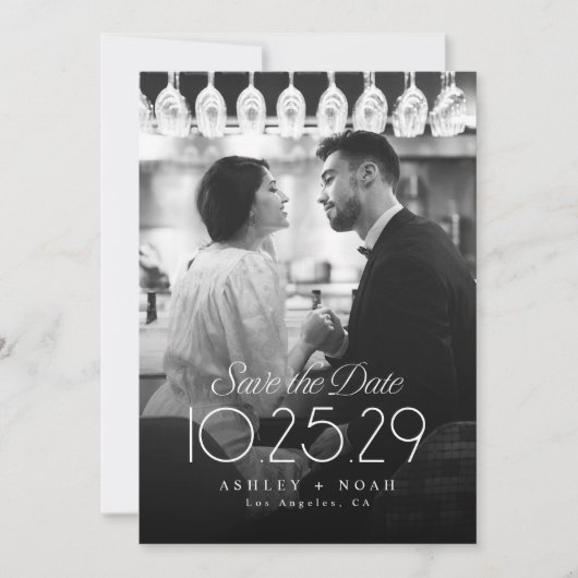 Save The Date Simple Elegance Classy Script Photo Wedding (Devant)