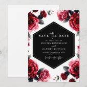 Save The Date Simple Elegance Crimson Mariage rouge (Devant / Derrière)