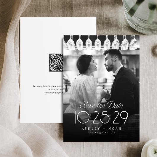 Save The Date Simple Élégance Écriture Chic Photo Mariage 