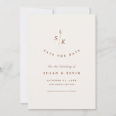 Save The Date Simple Elegance Leaf Monogram Chic Cream Mariage (Devant)