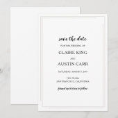 Save The Date Simple Élégance Mariage Enregistrer la Date (Devant / Derrière)