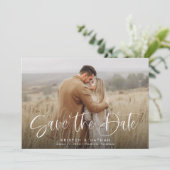 Save The Date Simple élégance Moderne Calligraphie Script Code Q (Debout devant)