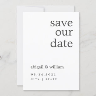 Save The Date Simple élégance moderne Mariage non photo personna