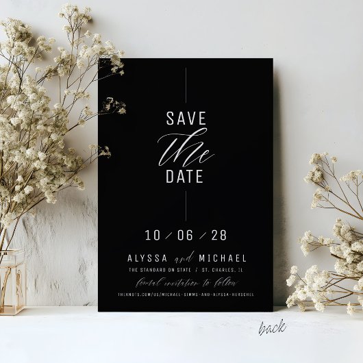 Save The Date Simple Elegant Black Photo Mariage chrétien