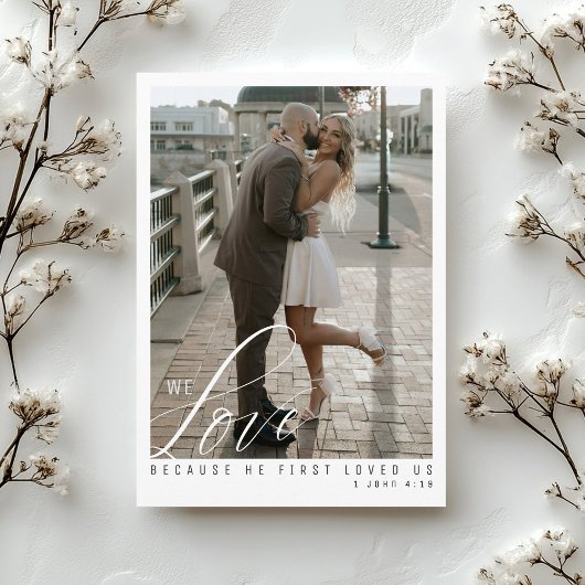 Save The Date Simple Elegant Black Photo Mariage chrétien