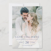 Save The Date Simple Elegant Bleu Typographie Mariage photo (Devant)