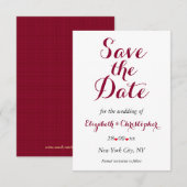 Save The Date Simple Élégant Bourgogne Blanc Mariage Fiançailles (Devant / Derrière)