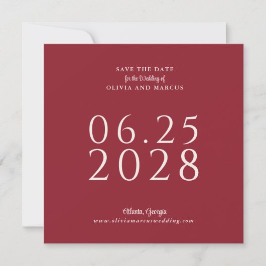 Save The Date Simple Elegant Carré rouge Enregistrer la date ave (Devant)