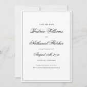 Save The Date Simple Elegant Classic noir & blanc Mariage photo (Devant)