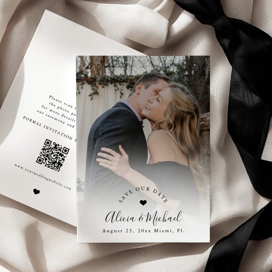 Save The Date Simple élégant code QR moderne photo mariage