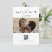 Save The Date Simple Élégant Code QR Photo Mariage (Debout devant)