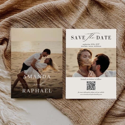 Save The Date Simple Élégant Code QR Photo Mariage