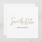 Save The Date Simple Élégant Design Gold Script personnalisé Mar (Devant / Derrière)