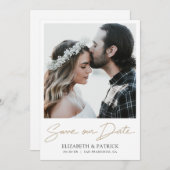 Save The Date Simple Elegant Design Gold Script Photo (Devant / Derrière)