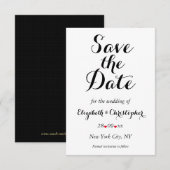 Save The Date Simple Élégant Écriture Mariage Engagement Blanc (Devant / Derrière)