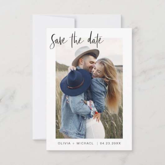 Save The Date Simple Elegant Enregistrer la date Photo Minimalis (Devant)