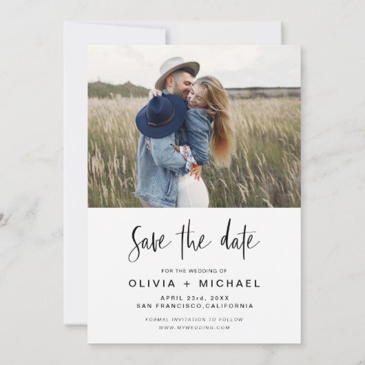 Save The Date Simple Elegant Enregistrer la date Photo Minimalis (Dos)