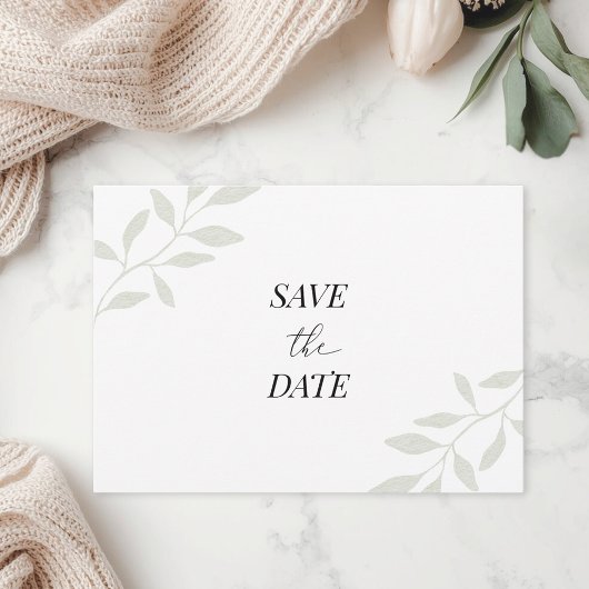 Save The Date Simple Élégant Feuillage Photo Mariage Enregistrer