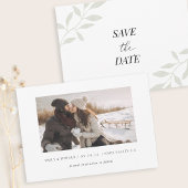 Save The Date Simple Élégant Feuillage Photo Mariage Enregistrer
