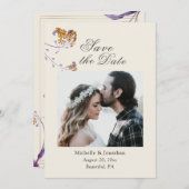 Save The Date Simple Elegant Floral Photo Mariage inspirant (Devant / Derrière)