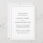 Save The Date Simple Élégant Formel Mariage Blanc & Noir (Devant)