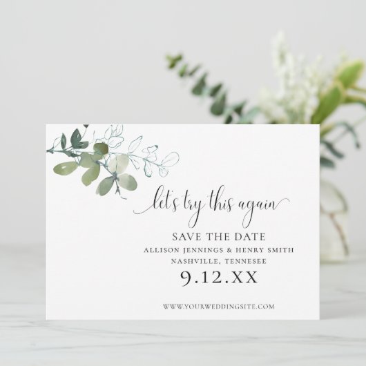 Save The Date Simple Elegant Green Change the Date Mariage (Debout devant)
