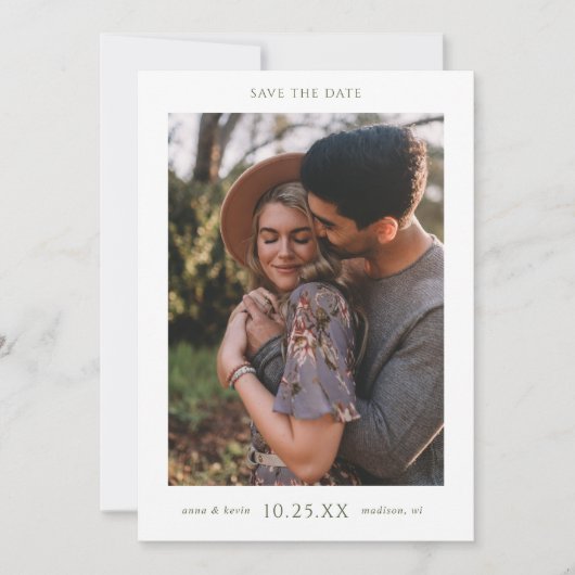Save The Date Simple Elegant Green Typography Mariage photo (Devant)