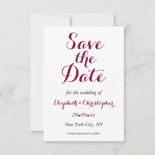 Save The Date Simple Élégant Mariage Blanc Fiançailles (Devant)