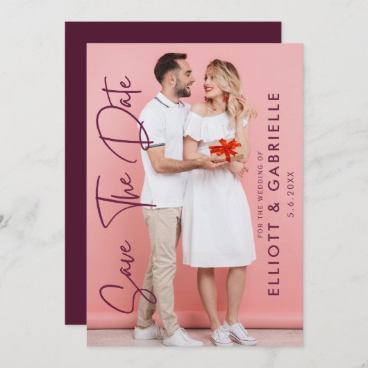 Save The Date Simple élégant Mariage photo de script moderne (Devant / Derrière)