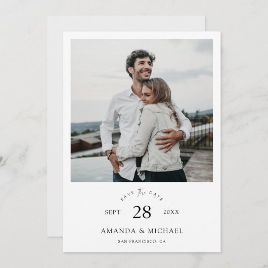 Save The Date Simple élégant Mariage photo de script moderne (Devant / Derrière)