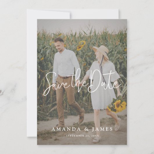 Save The Date Simple élégant Mariage photo de script moderne (Devant)